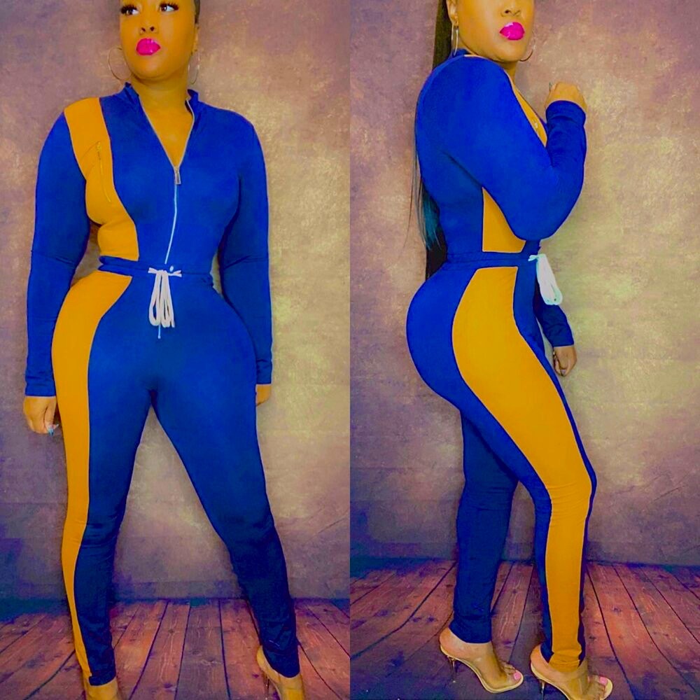 Two Toned Zipper Jumpsuit